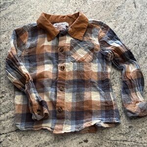Kids Plaid Shirt in Blue, Brown, and White l 3T